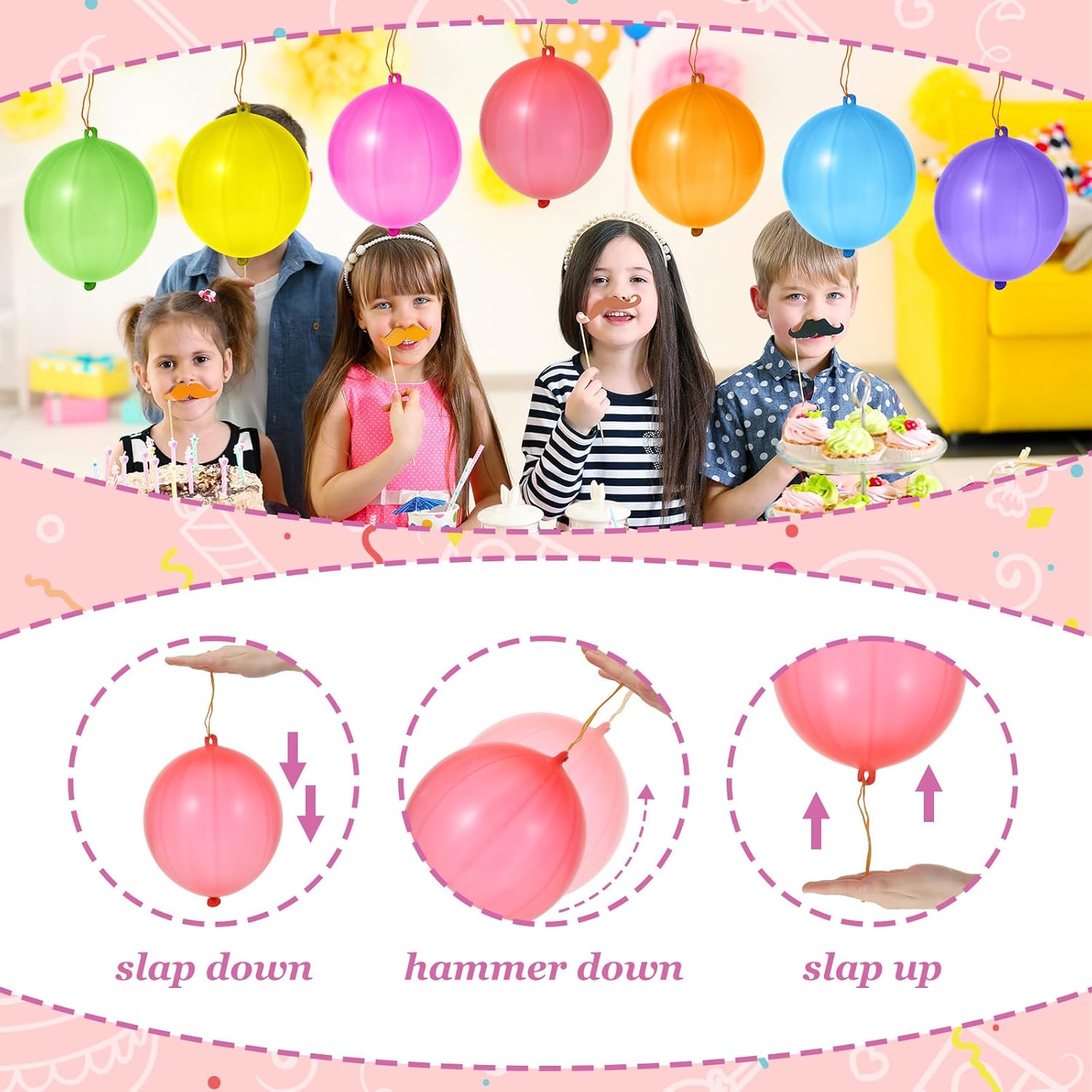 Punching Balloons - 40 Pcs Heavy Duty Neon Party Balloons for Birthday Decor & Outdoor Games