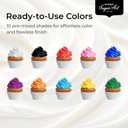 Global Sugar Art Black Buttercream Frosting - Firm Icing for Cakes & Cupcakes, 16 Ounce Tub