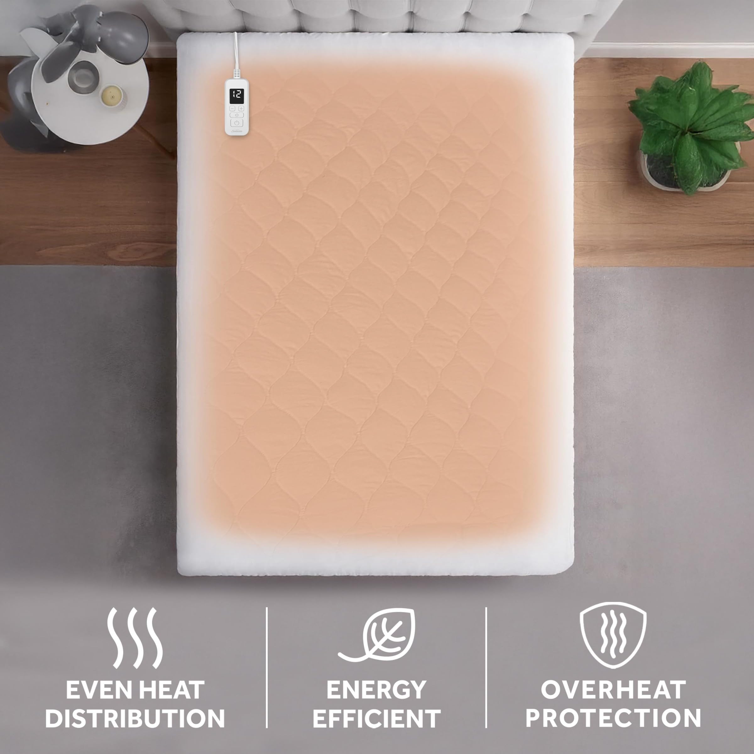 Sunbeam Restful Quilted Water Resistant Heated Mattress Pad - Twin