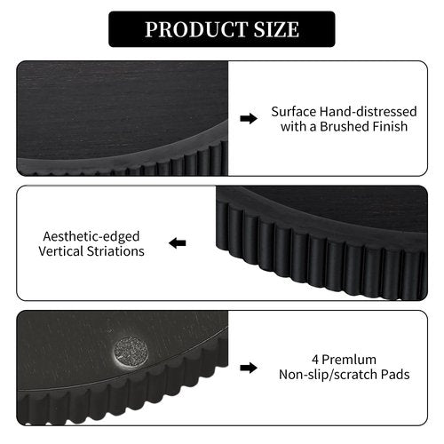 Hanobe Decorative Tray for Coffee Table: 12" Black Round Centerpiece Tray for Home Decor - Wood Modern Farmhouse Decor for Living Dining Room Kitchen Island Tabletop