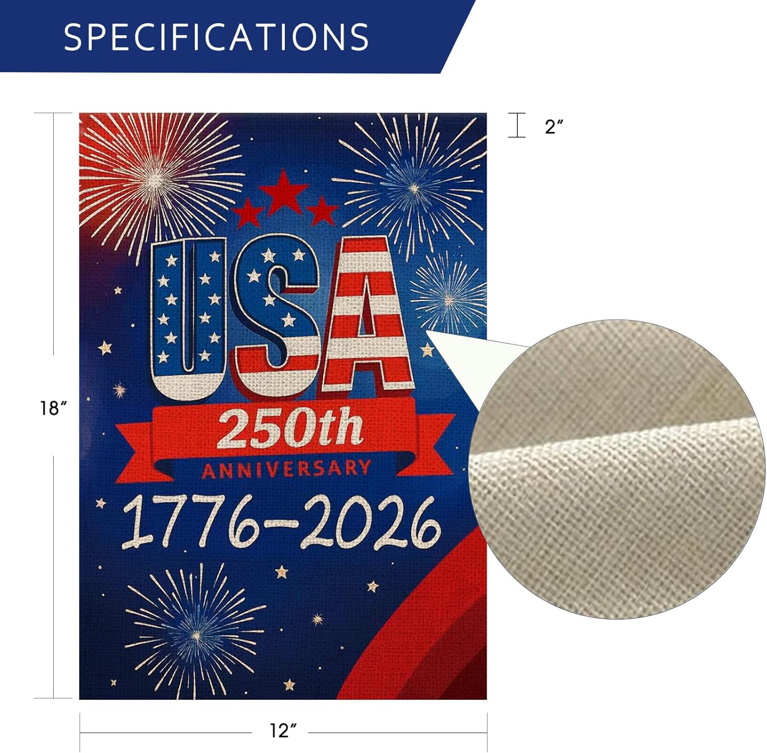 250th Anniversary USA Garden Flag - Double-Sided Waterproof Design | Patriotic 4th of July Decor 12x18 Inch