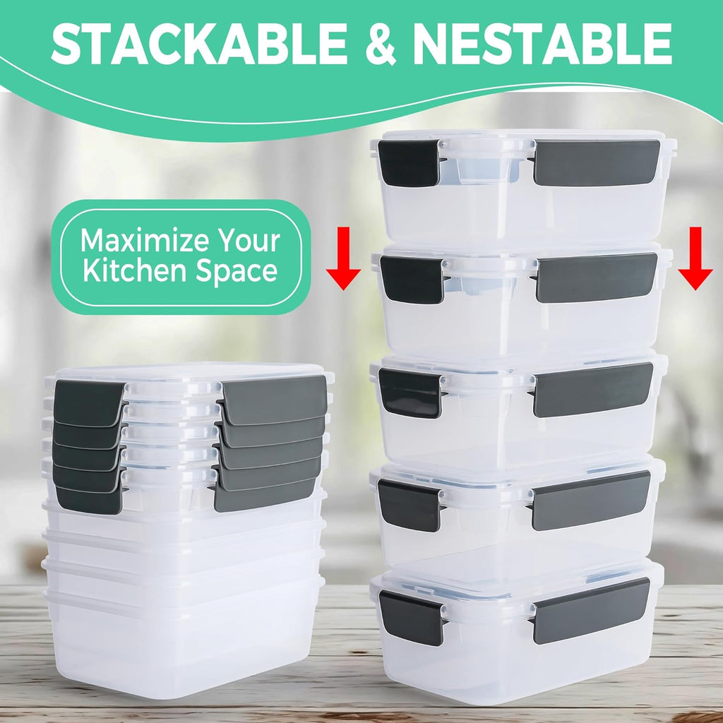 YORY 3-Cup Plastic Food Storage Containers - Nestable, Freezer & Dishwasher Safe | 5-Pack Set