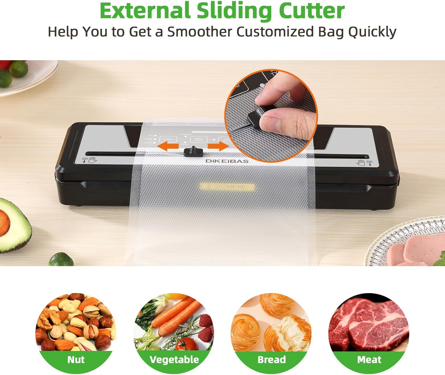 Vacuum Sealer Machine - Powerful 85kPa Suction | Compact One-Touch Automatic Food Sealer with Bags & Cutter