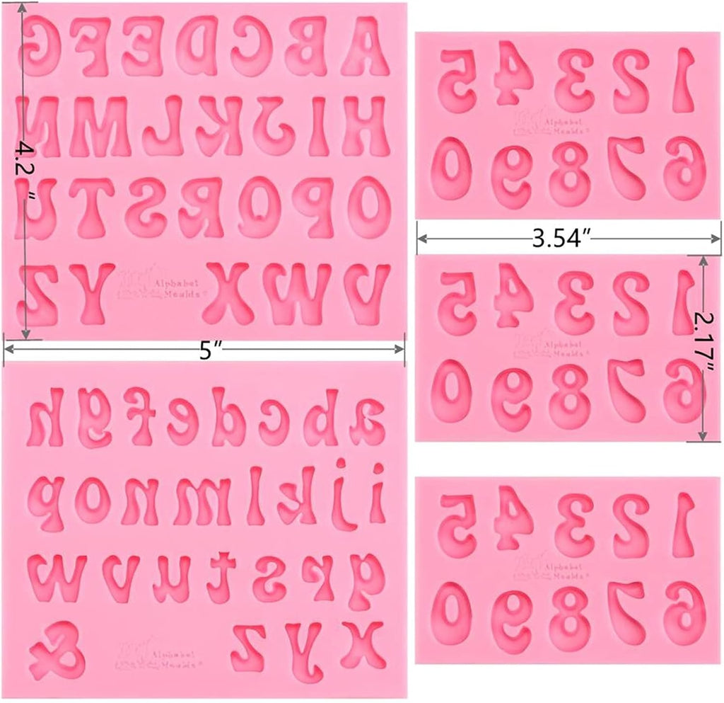 Skiennix Silicone Molds - 5-Piece Alphabet & Number Set for Candy, Chocolate, and Cake Decor