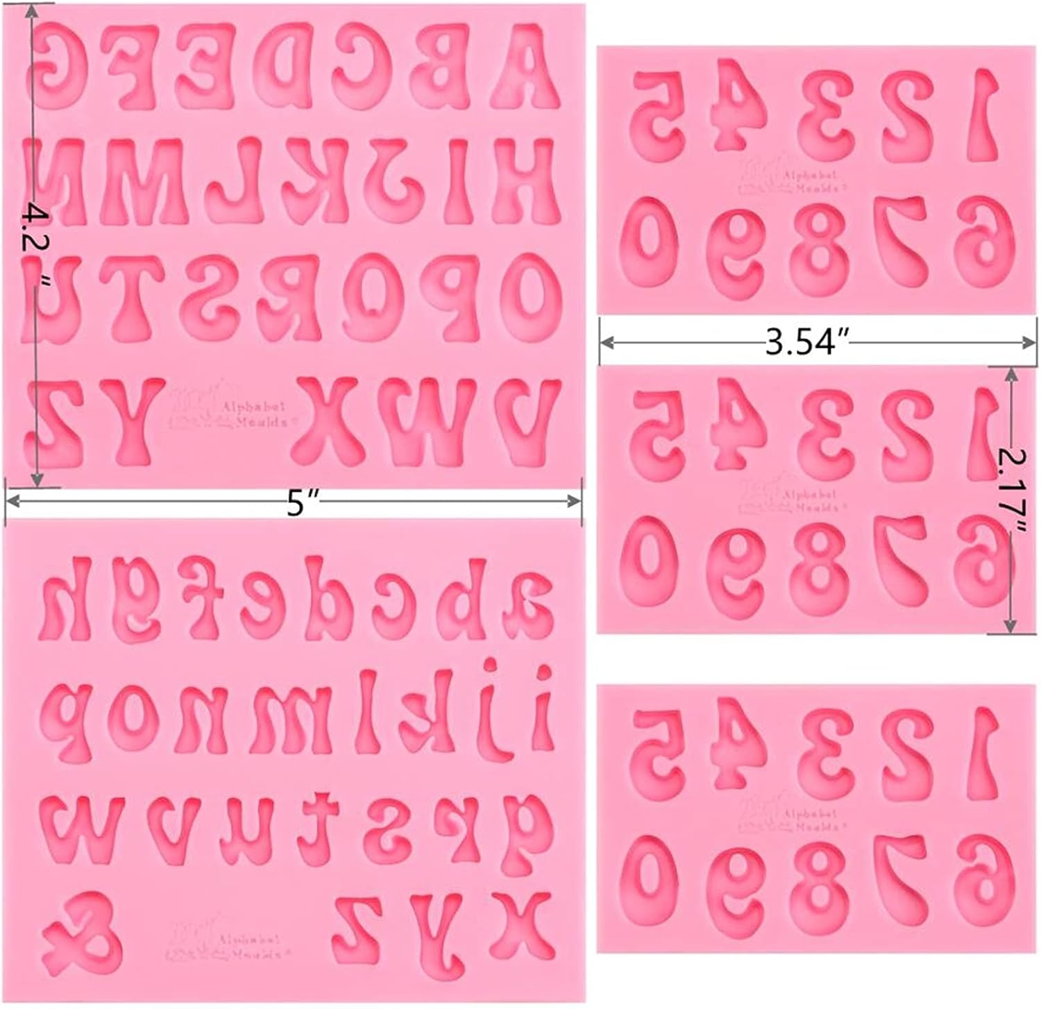 Skiennix Silicone Molds - 5-Piece Alphabet & Number Set for Candy, Chocolate, and Cake Decor