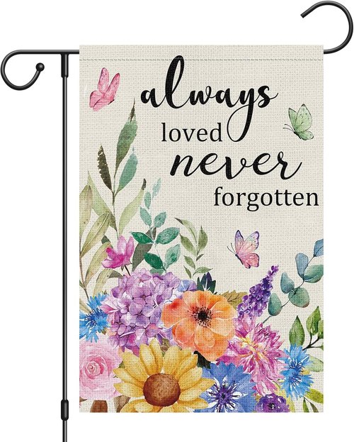 Heyfibro Memorial Garden Flag - Double-Sided Burlap Butterfly Design | 12x18 Sympathy Decor