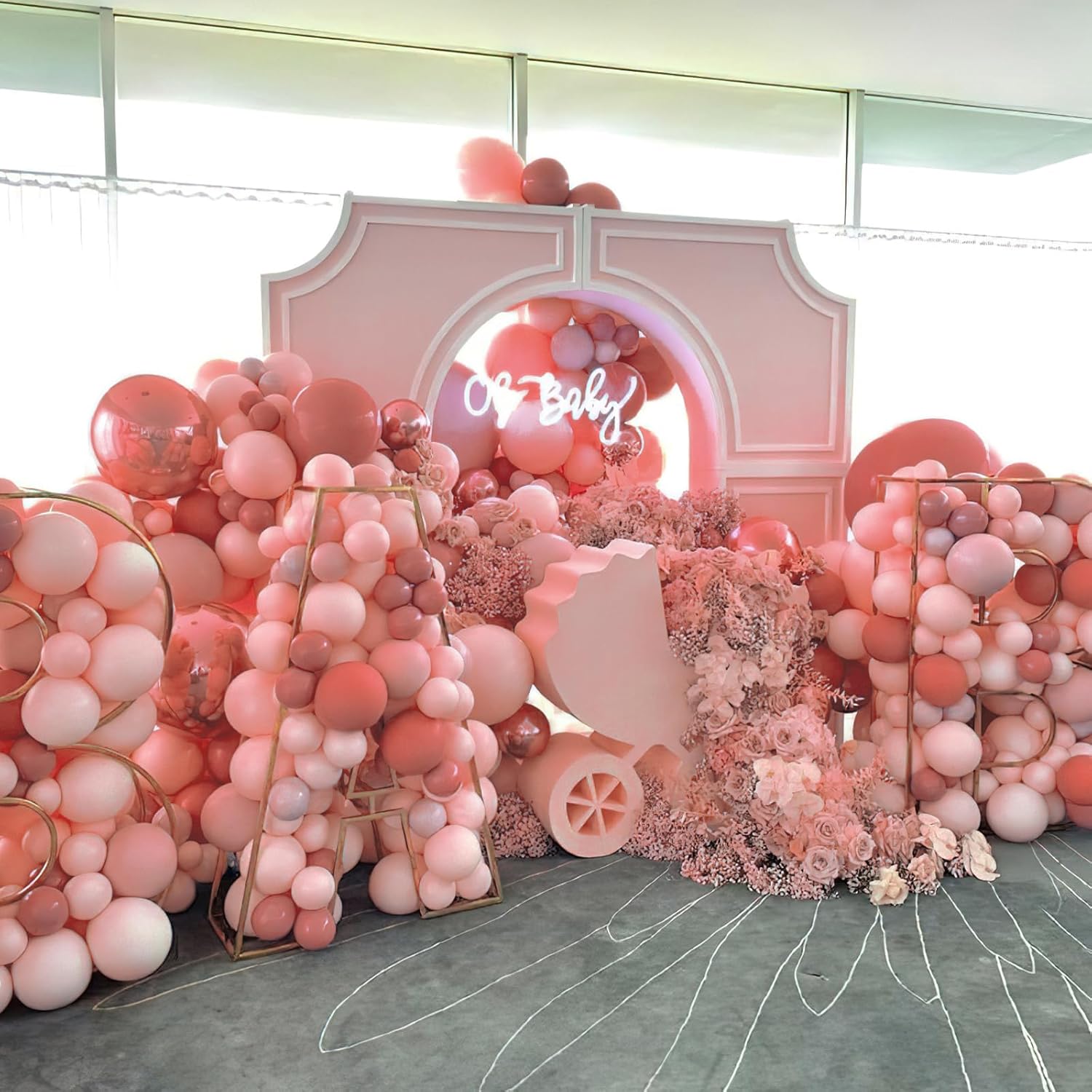 PartyWoo Dusty Pink Balloons - 140-Piece Blush Pink Balloon Arch Kit for Baby Showers & Birthdays | Various Sizes