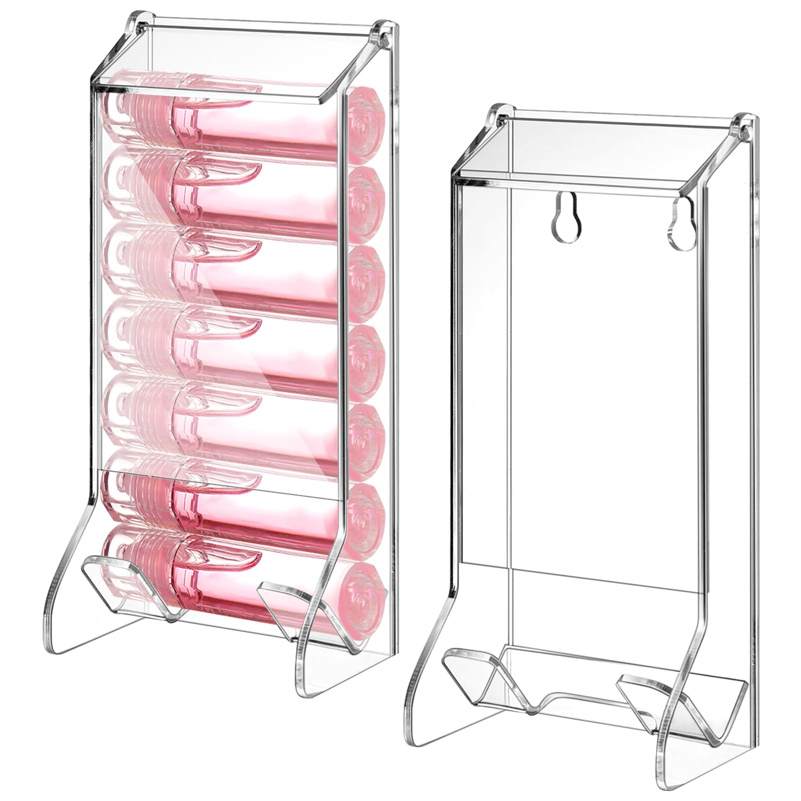 Weysat 2 Pcs Clear Acrylic Lip Balm Dispenser Organizer Holder for Lip Balm Containers Freestanding Counter Display Retail Stand for Lipsticks Glosses (Single Slot)