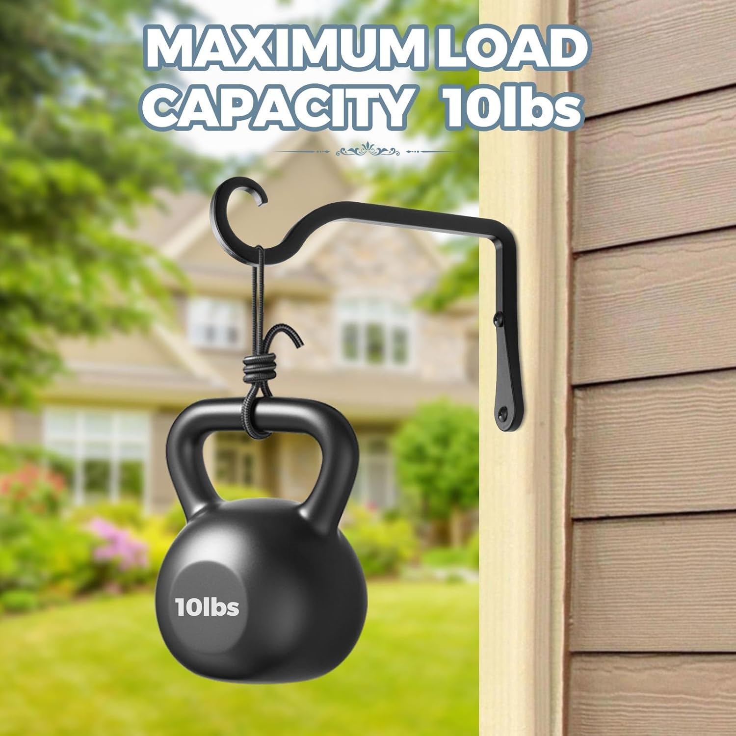 BOLITE Plant Hangers - 6 Inch Indoor/Outdoor Wall Hooks for Planters & Lanterns | 2 Pack, Black