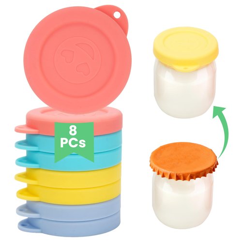 8 PCs Jar Lids Silicone for Petit Pot Pudding 4oz Dessert Jar, Airtight Reusable Replacement Lids, Leak-proof Colorful Jar Covers for Glass Jars, Food-Grade, Dishwasher Safe (Jars NOT Included)