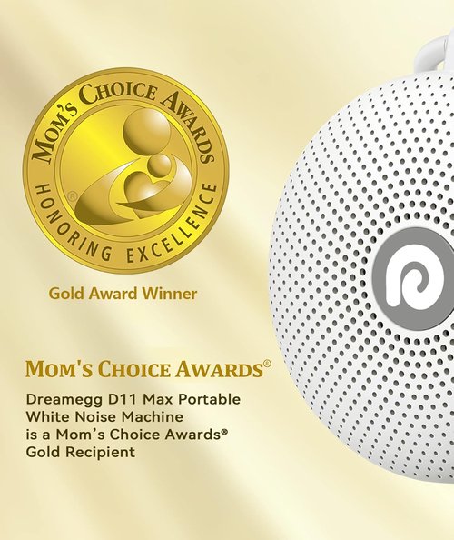 Dreamegg Portable Noise Machine - 21 Soothing Sounds & Powerful Battery for Sleep | Classic White