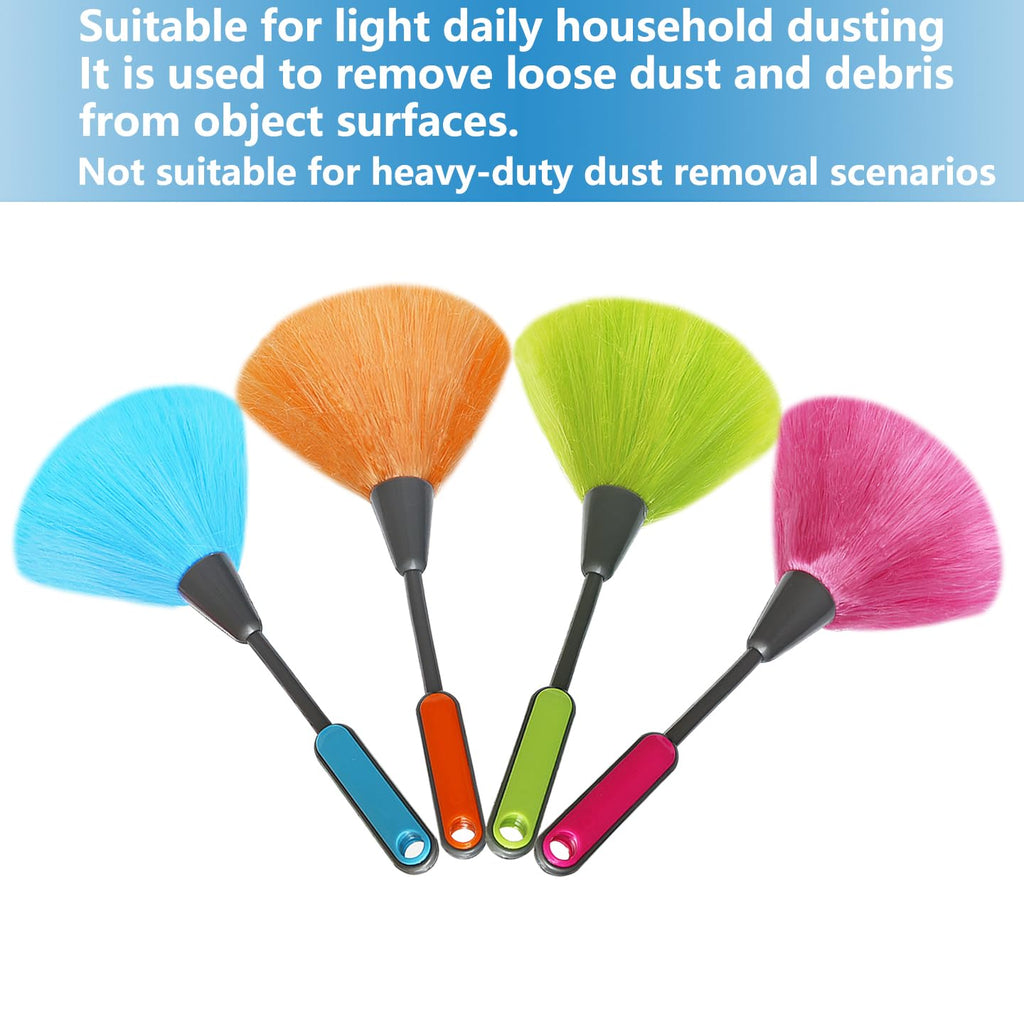 4 Pack 10" Small Microfiber Duster, Delicate Fluffy Microfiber Feather Duster, Suitable for Light Daily Household Dusting, Perfect for Cleaning Desk, Computer Screen, TV Screen, Books, Photo Frames