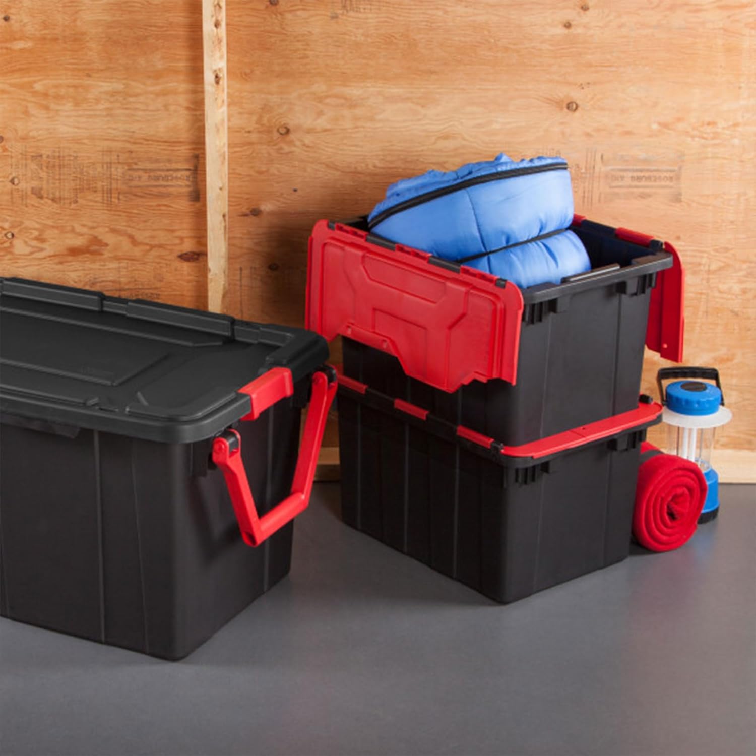 Sterilite 12 Gallon Heavy-Duty Industrial Tote - 6-Pack Stackable Storage Bins for Garage & Home Organization