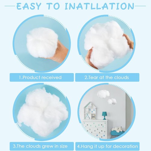 Jetec 12-Piece Artificial Cloud Props - 3D Hanging Decorations for Weddings & Parties | Small & Medium Sizes