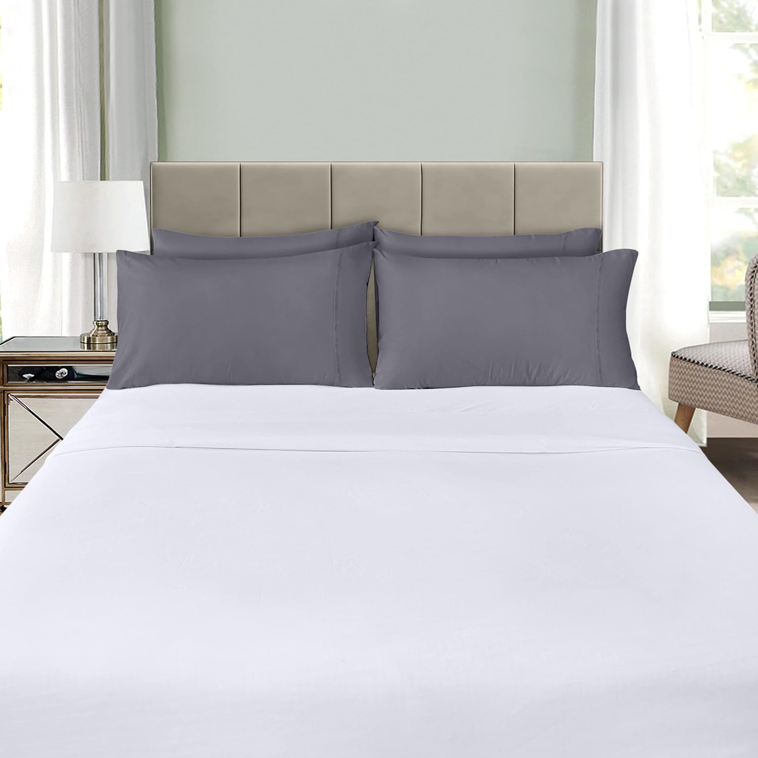 Utopia Bedding Standard Pillow Cases - Soft Brushed Microfiber - 4 Pack, 20x26 Inches, Grey