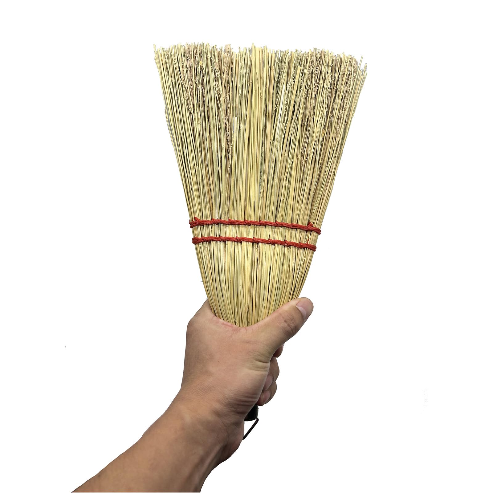 Handmade 12 Inch Mini Corn Broom Whisk Made of Natural Corn Broom Straw with a Solid Metal Hang Design for Indoor & Outdoor Use Car Porch Debris Halloween Dust Dirt Driveways Sidewalks