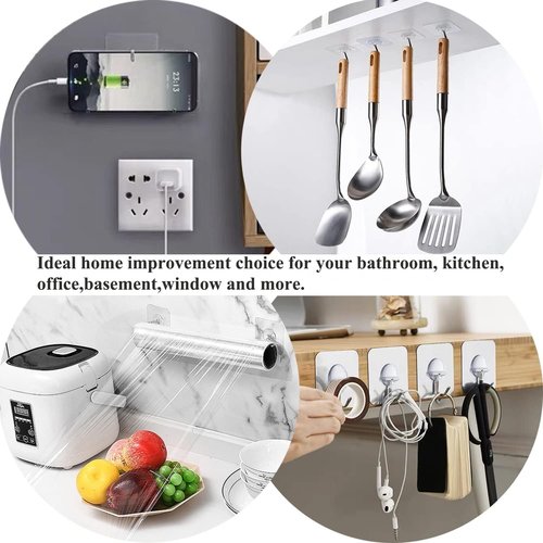 JINSHUNFA Heavy-Duty Adhesive Wall Hooks - 13LB No Drill Waterproof Hooks | 8 Pack for Bathroom & Kitchen