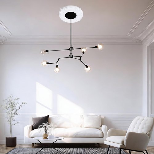 INCREWAY Split Design 12 Inch Ceiling Medallion for Lights & Fans - 5 Inch Cutout, Detachable PU Segments, Easy Install, White Ceiling Plate Decor