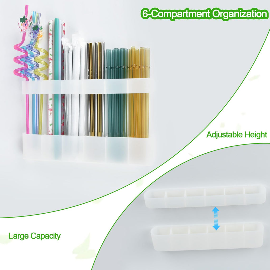 Straw Holder for Cabinet Door, Silicone Straw Organizer for Cabinet Door, Kitchen Cabinet Organizer Reusable Straws Dispenser for Home Kitchen Accessories (Transparent)