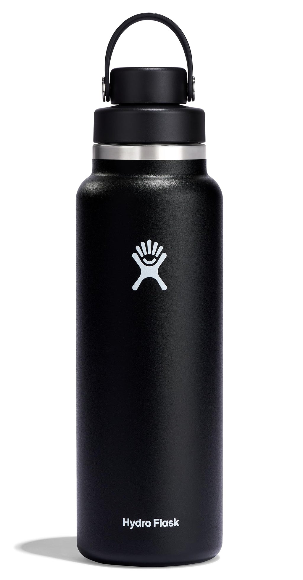 Hydro Flask Water Bottle - Insulated Stainless Steel - Wide Mouth Chug Lid, Non Spill, Leakproof in 40 Oz Black