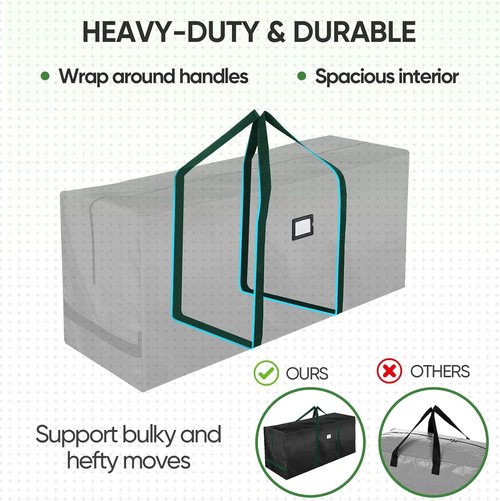 BALEINE Christmas Tree Storage Bag - Heavy Duty 9 ft Extra Large with Reinforced Handles & Dual Zippers | Black