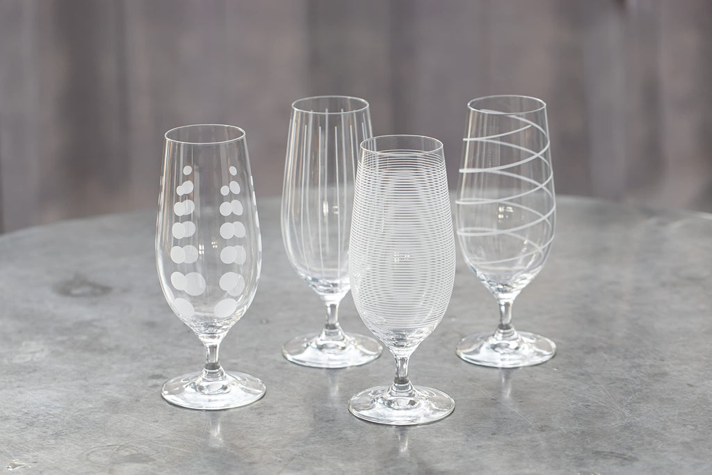 Mikasa 'Cheers' Beer Glasses/Craft Beer Glass Set with Decorative Etching, Crystal Glass, Silver Effect, 460 ml, Set of 4