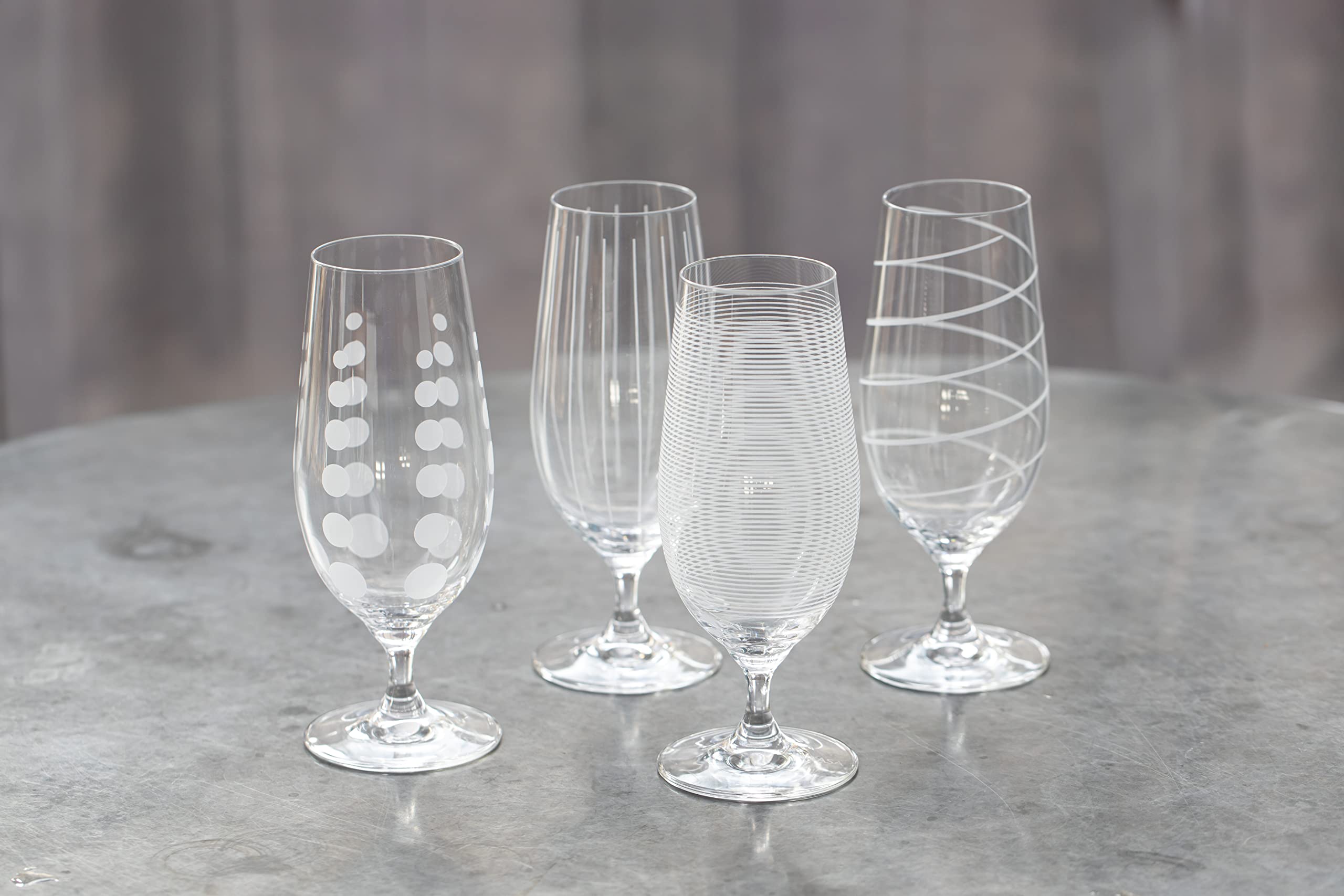 Mikasa 'Cheers' Beer Glasses/Craft Beer Glass Set with Decorative Etching, Crystal Glass, Silver Effect, 460 ml, Set of 4