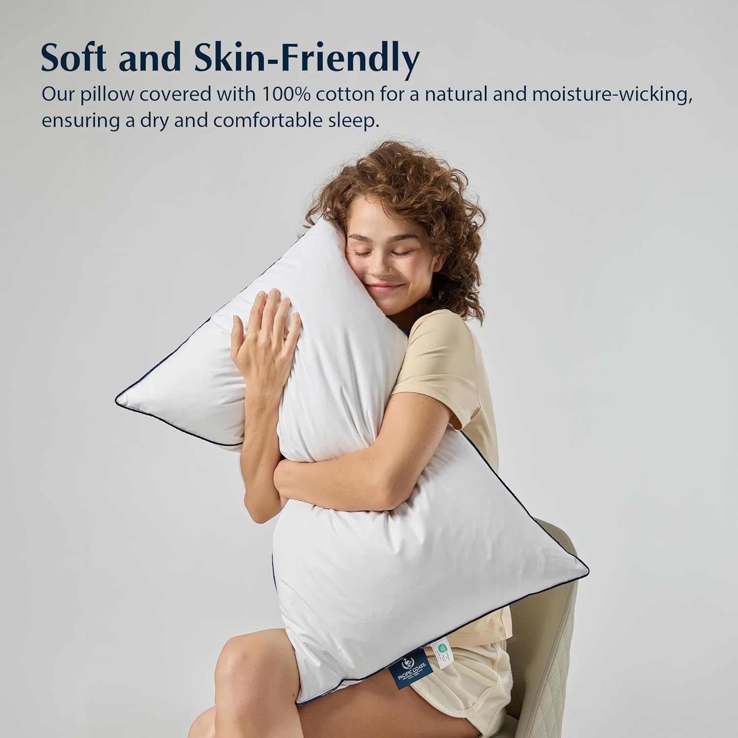 Pacific Coast Goose Feather & Down Bed Pillows - Soft, Fluffy Standard Size Set of 2 | 100% Cotton Shell