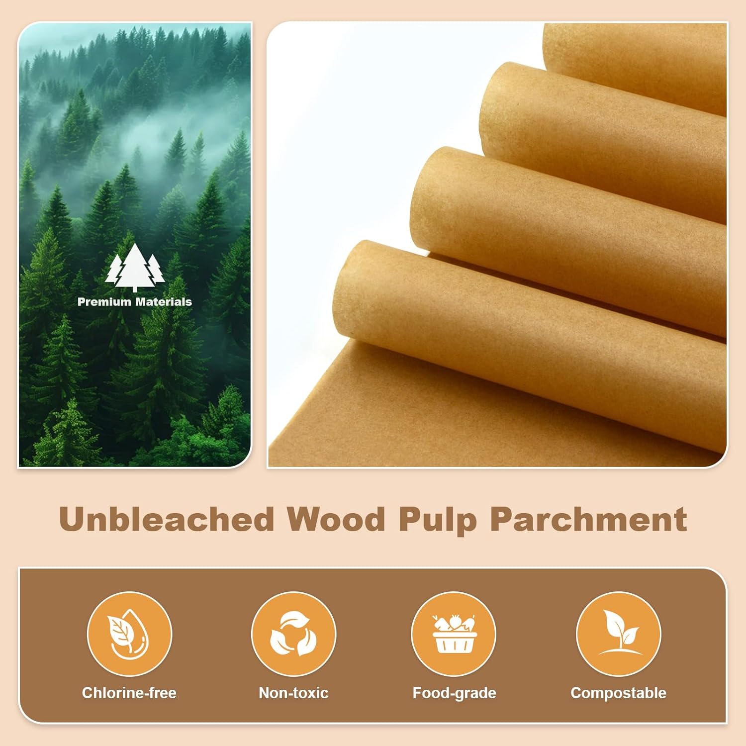 Parchment Paper Sheets - 220 Pcs Non-Stick Precut Baking Liners | 8.5x8.5 Inch, Oil & Water Resistant