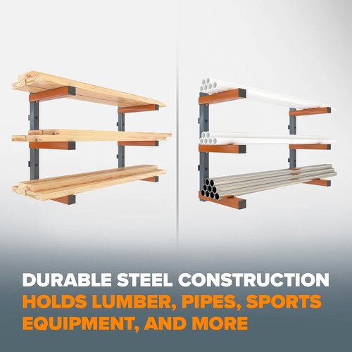 Bora Lumber Storage Rack | 3-Level Wall Mount Wood Organizer - 2 Pack for Garage Efficiency