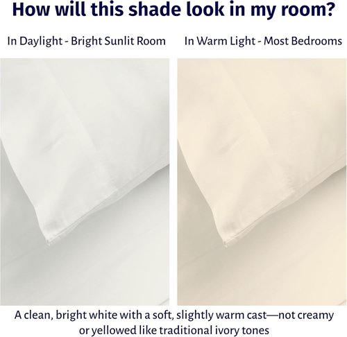 California Design Den Pillow Cases Set of 2 | 100% Egyptian Cotton, Soft & Breathable - Ivory