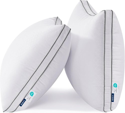 Bedsure Queen Pillows Set of 2 - Fluffy Hotel Quality Pillows with Gusseted Support | Diamond Quilted Design