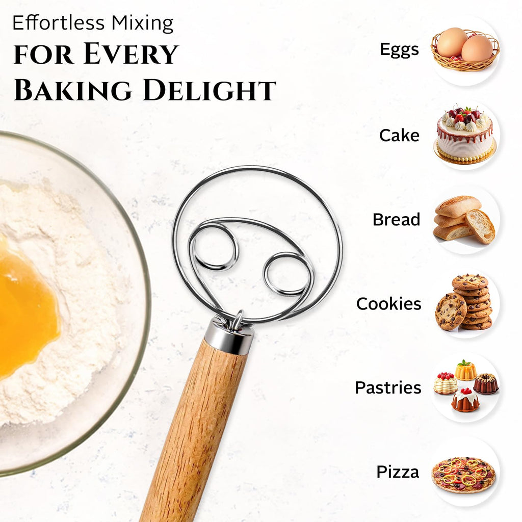Spartali & Company Versatile 13-Inch Danish Dough Whisk for Sourdough: Essential Sourdough Bread Baking Supplies, Bread Making Tools, and Baking Tools - Whisks for Cooking & Mixing Dough Effortlessly