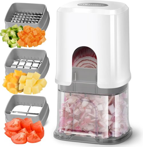 KEOUKE Multifunctional Vegetable Chopper - 3 Interchangeable Blades & Storage Box for Easy Food Prep