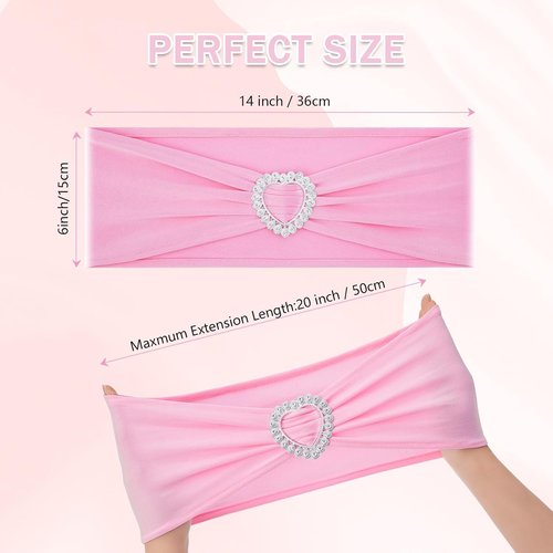 Howhic Spandex Chair Sashes - Pack of 30 Stretch Covers with Buckle Slider for Weddings & Events | Pink