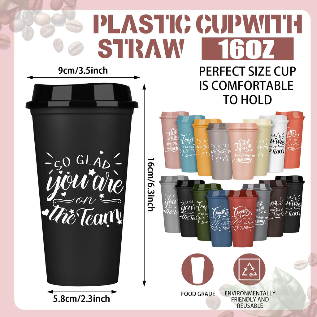 Pickmesh 60 Pcs Teacher Appreciation Gifts Bulk Administrative Professional 16 oz Plastic Tumbler for Mother's Day Appreciation Gifts Reusable Coffee Cups Teacher Employee Volunteer (Varicolored)