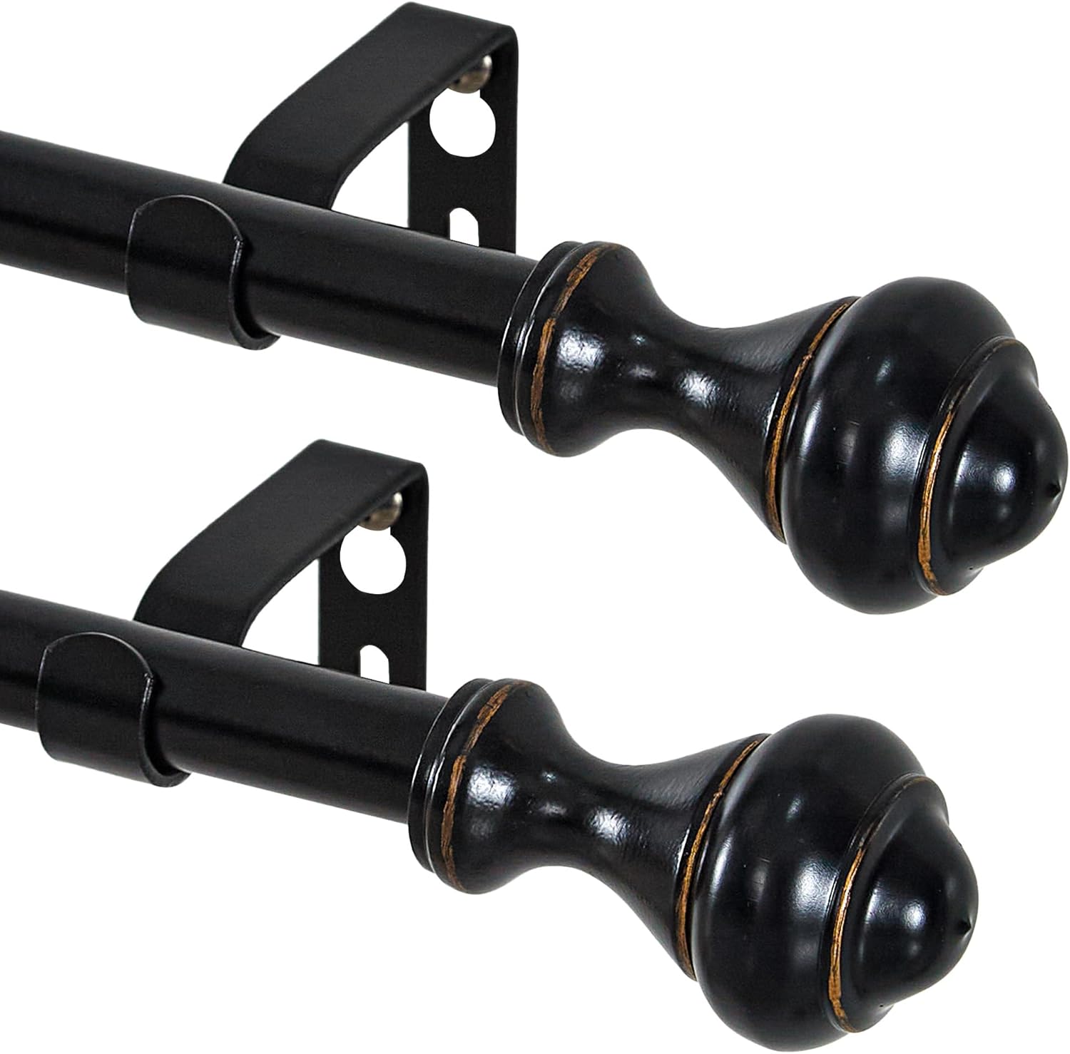 NICETOWN Adjustable Curtain Rods 2-Pack | 48-86 Inch | Black Grommet Blackout Curtains
