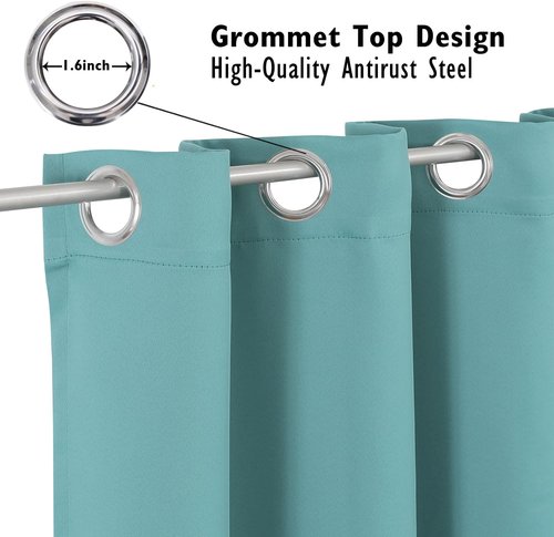 ChrisDowa Small Window Curtains - Grommet Thermal Insulated Room Darkening Panels, Aqua (2 Panels, 29 x 40 Inch)