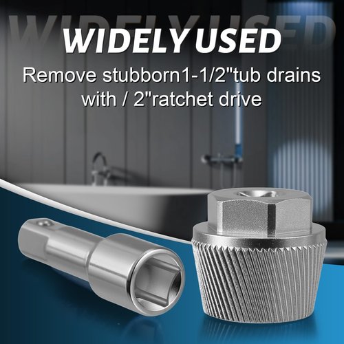 Tub Drain Tool Tub Drain Extractor Broken Pipe Removal Tool Stubborn Rusted Drain Remover with Extension Rod Chrome Anti-Rust Finish Bathtub Repair Tools