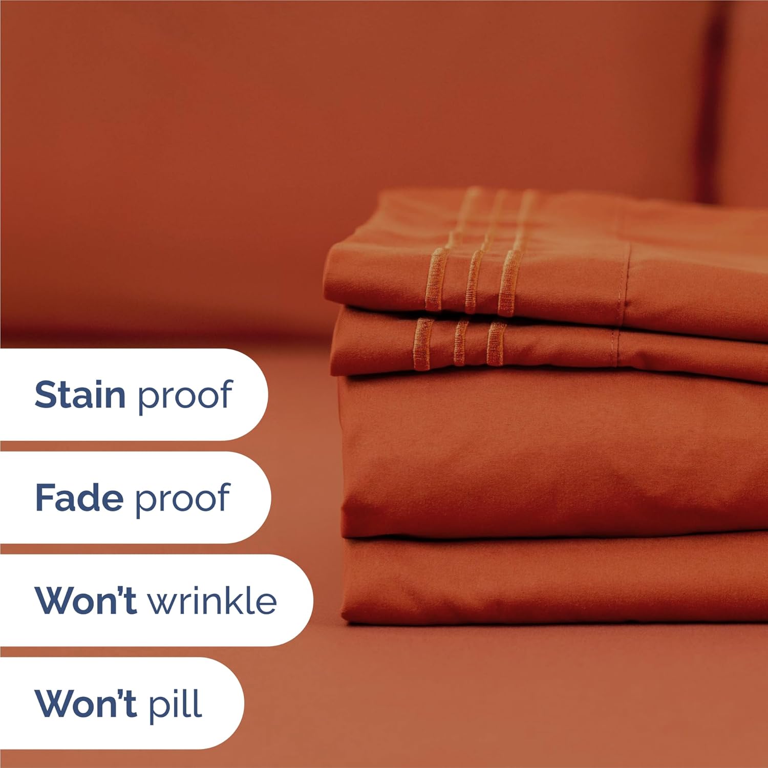 Split King Size 5-Piece Sheet Set - Comfy Cooling Bed Sheets | Hotel Luxury Bedding - Deep Pockets, Wrinkle-Free - Oeko-Tex Certified - Terracotta