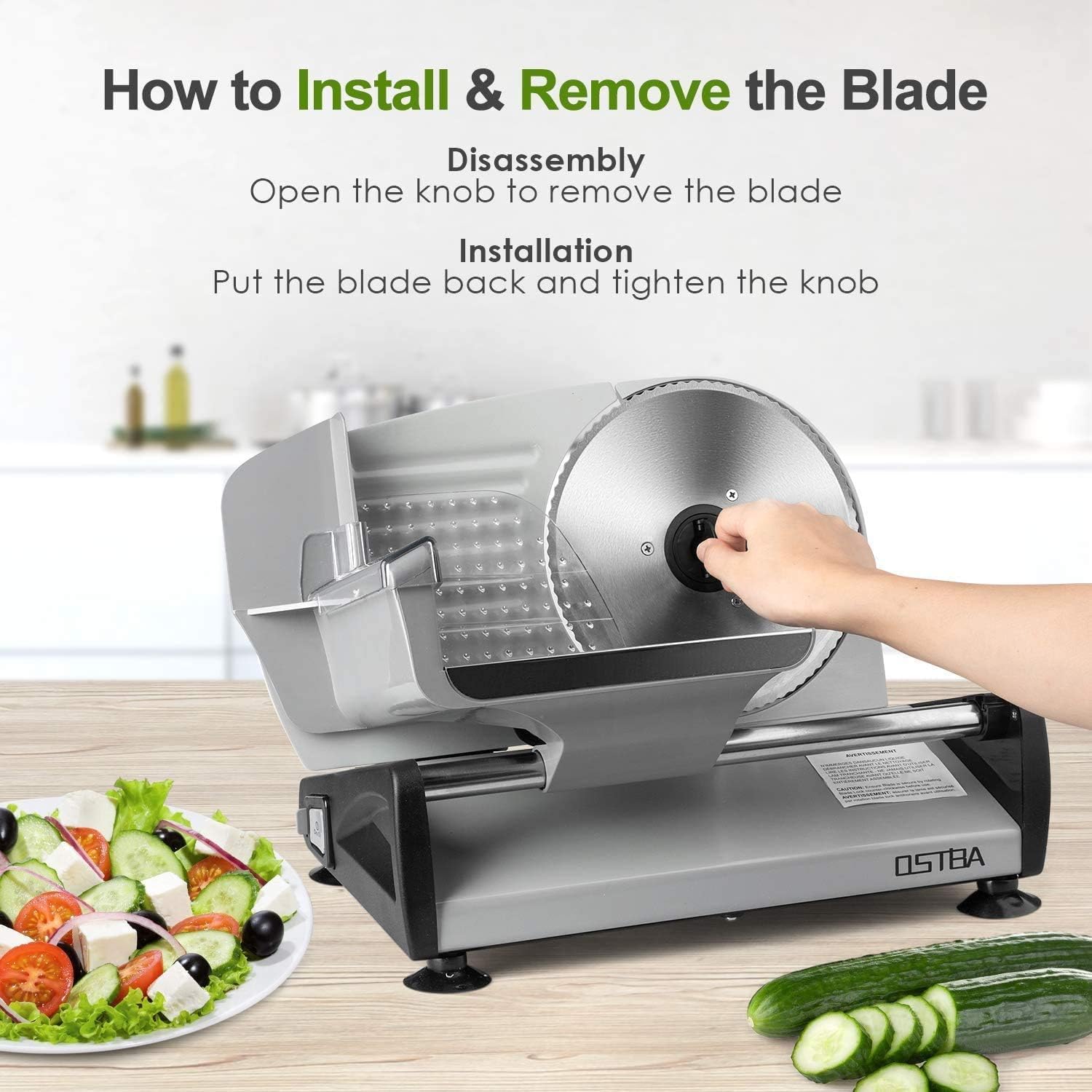 OSTBA 7.5 Inch Stainless Steel Meat Slicer Blade Replacement – Serrated Blade for SL-518 Series Meat Slicer, Easy to Clean and Install, Perfect for Slicing Meat