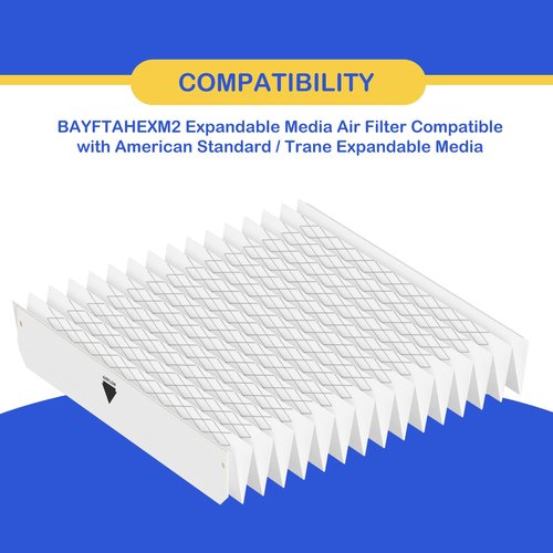 BAYFTAHEXM2 Perfect Fit 5 Filter Media Compatible with American Standard and Trane BAYFTAHEXM2 FLR06231, 20" x 5" Expandable Filters MERV 13, Part no. BAYFTAHEXM2 BAYFTAHEXM2A, 3 Packs
