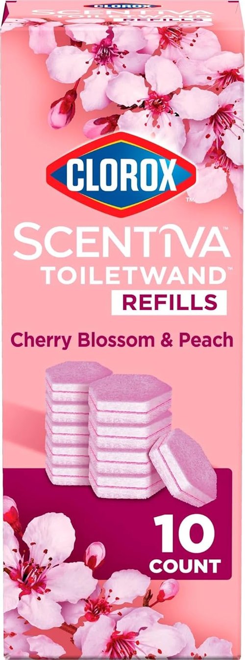 Clorox Scentiva Toilet Wand Refills - Cherry Blossom & Peach Scent | 10 Count Pack