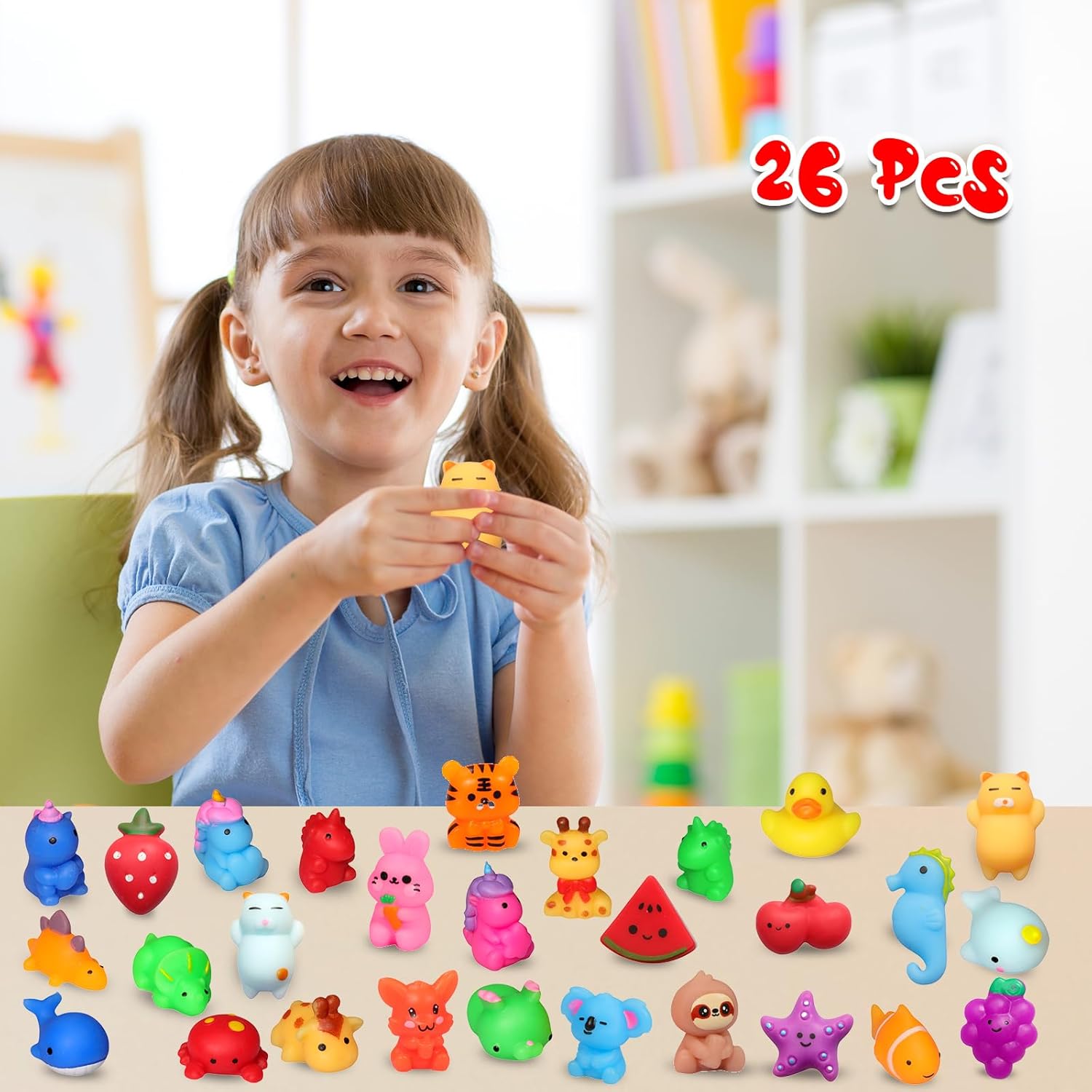 Nobasco Squishies - 26 Pack Kawaii Cat Mochi Squishy Toys | Slow Rising Stress Relievers for Parties & Gifts