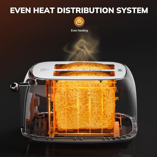 Keenstone Smart Touch Screen Toaster - 2 Slice Retro Stainless Steel with 6 Browning Levels | White