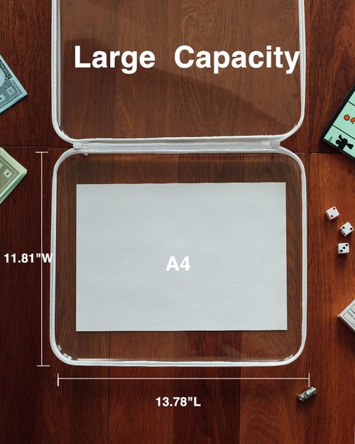 CoiiJoii Board Game Storage - Extra Large Clear Hard Shell Case with Zipper | 3-Pack Organizer for Puzzles & Crafts