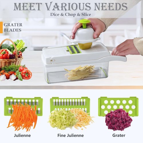 Dewpeton Pro-Series 20-in-1 Vegetable Chopper - Versatile Mandoline Slicer & Spiralizer for Easy Meal Prep