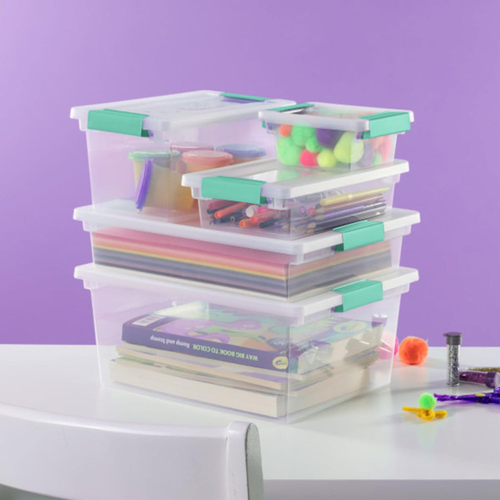 Sterilite 24-Pack Clip Box | Stackable Clear Plastic Storage Bins with Latching Lids - Ideal for Arts, Crafts & Office Organization