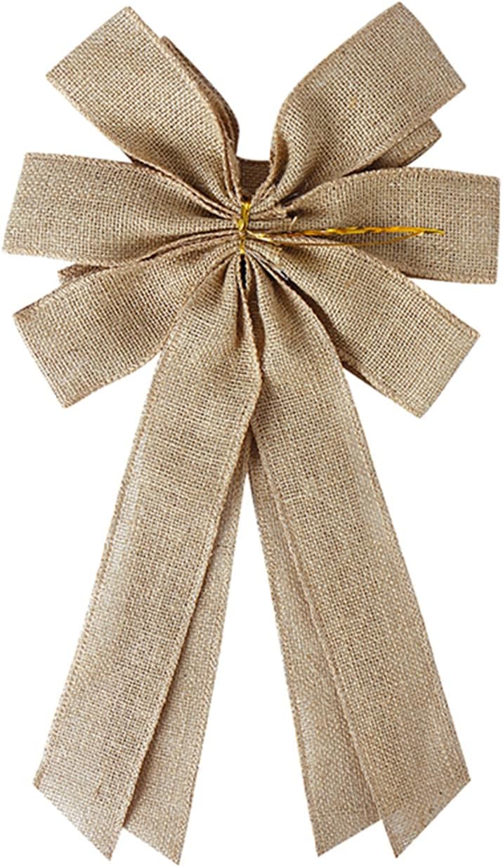 Natural Burlap Wreath Bow - Large Rustic Jute Decorative Bow for Home, Weddings, and Seasonal Decor
