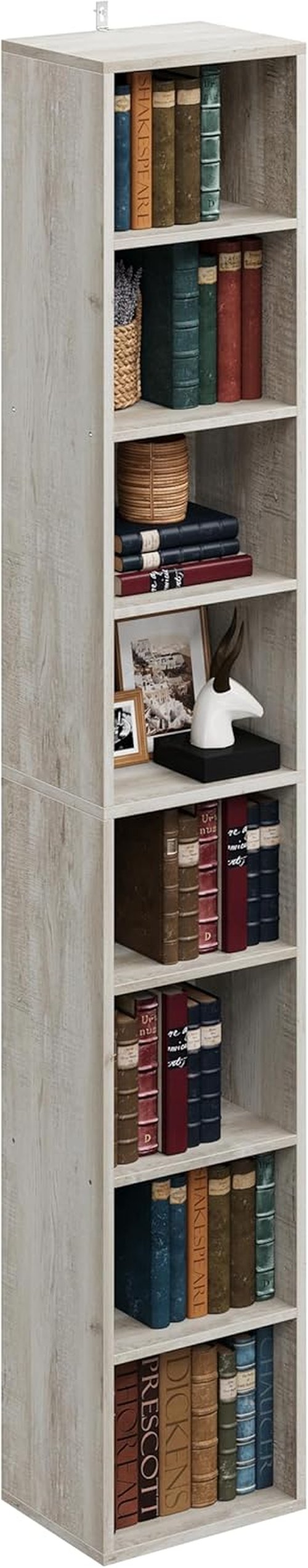 IRONCK Tall Narrow Bookshelf - 8-Tier Compact Corner Bookcase for Living Room, Office, Bedroom